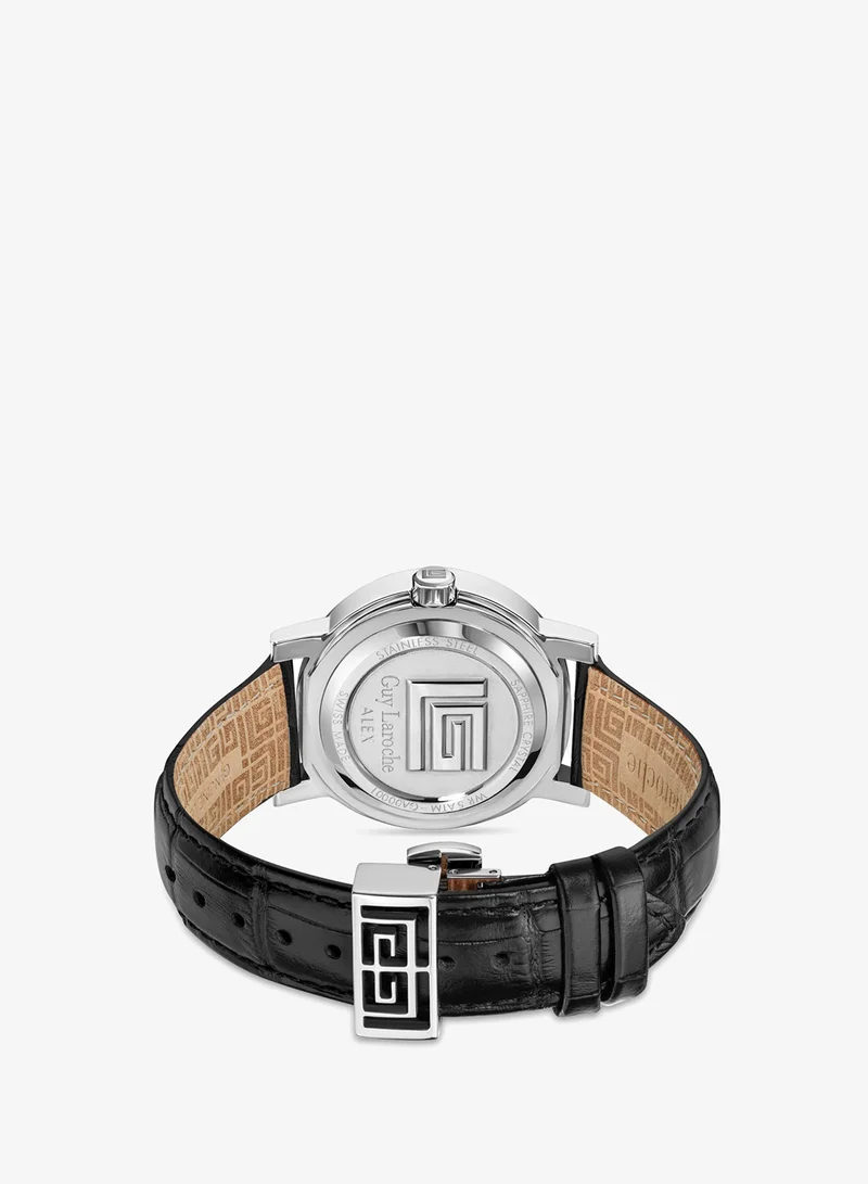 Guy Laroche  Alex Watch for Men with Black Genuine Leather Strap 40 mm 5 Atm for Men | Best Price UAE