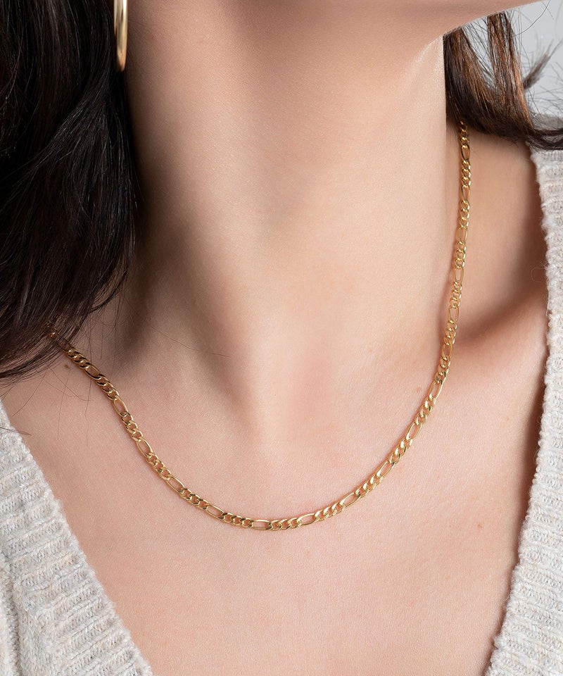 Barzel 18K Gold Plated Figaro Chain Necklace 2MM, 2.5MM, 3MM, 4MM, 4.5MM & 5MM for Women & Men (4MM, 18) - Image 2