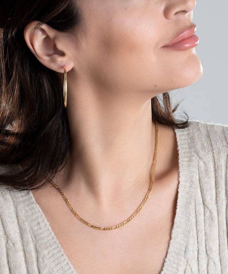 Barzel 18K Gold Plated Figaro Chain Necklace 2MM, 2.5MM, 3MM, 4MM, 4.5MM & 5MM for Women & Men (4MM, 18) - Image 3