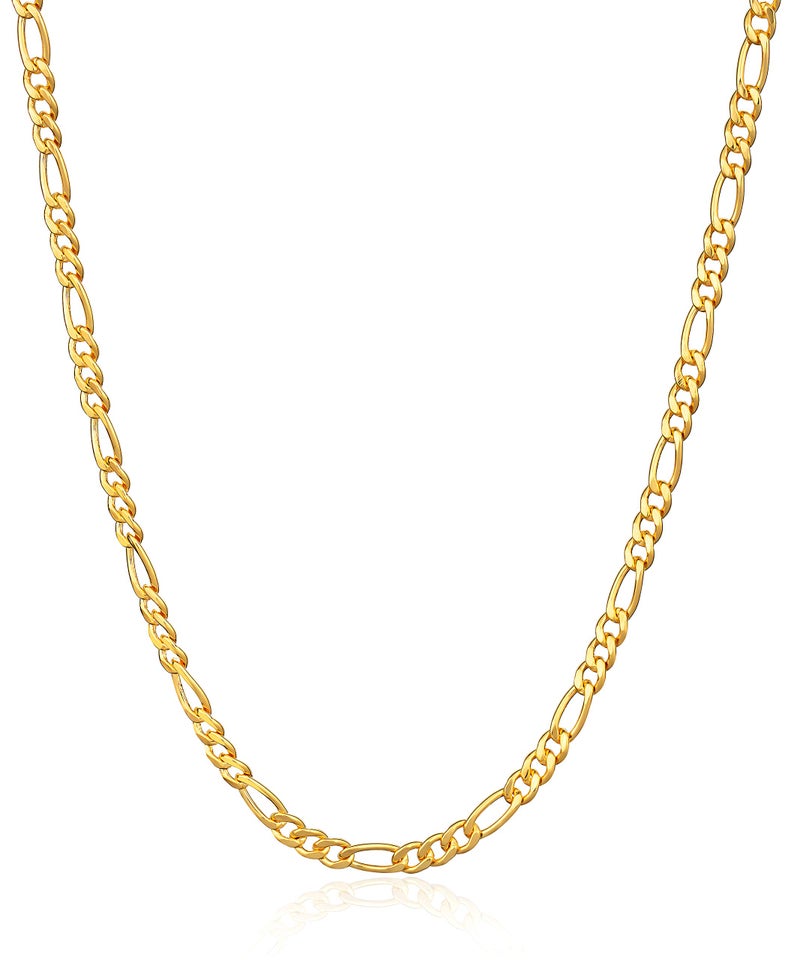 Barzel 18K Gold Plated Figaro Chain Necklace 2MM, 2.5MM, 3MM, 4MM, 4.5MM & 5MM for Women & Men (4MM, 18) - Image 1