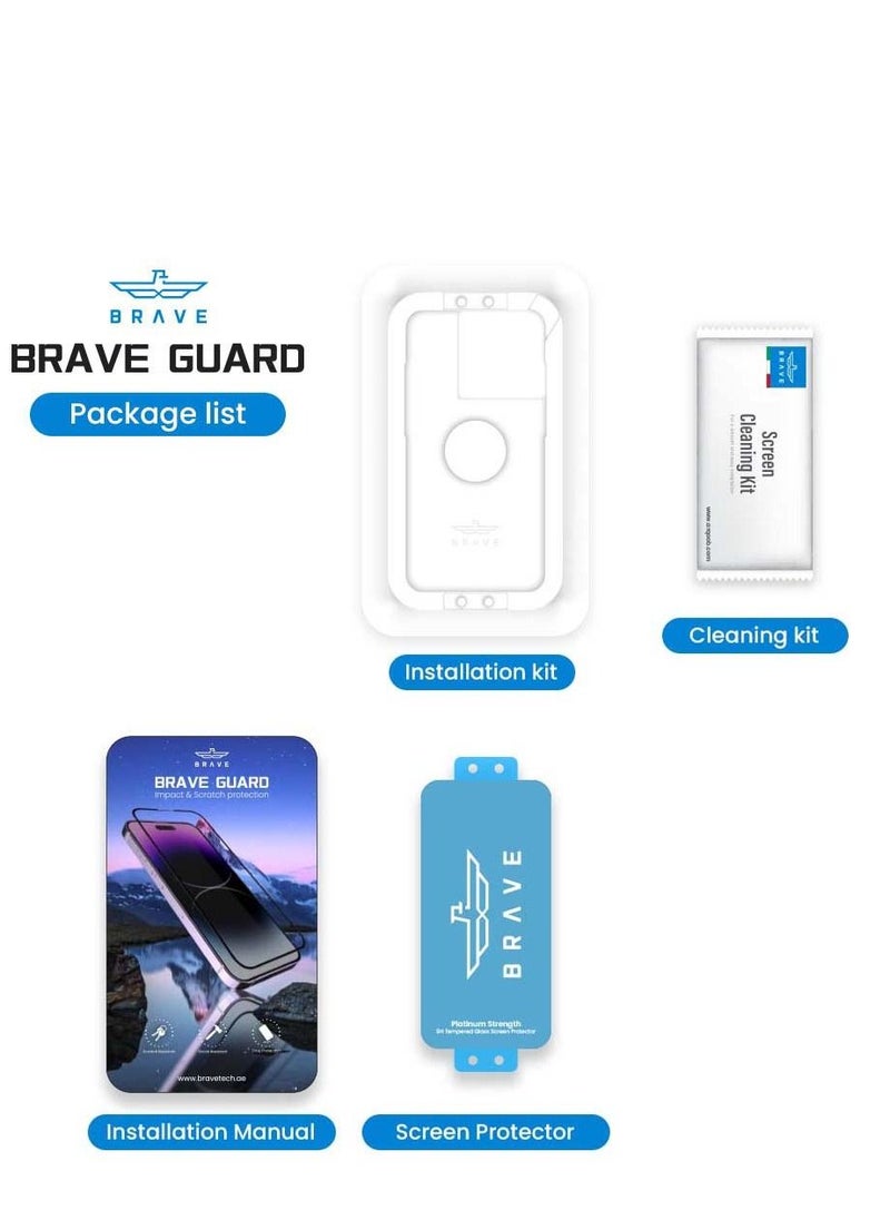 Brave - Premium 9H Tempered Glass Screen Protector for iPhone 14 Pro Max 6.7inch Unbreakable Edge to Edge Coverage Bubble Free, HD Clear, Anti-Scratch, Anti Crack, Easy Installation Including Easy Align Tray - Image 1