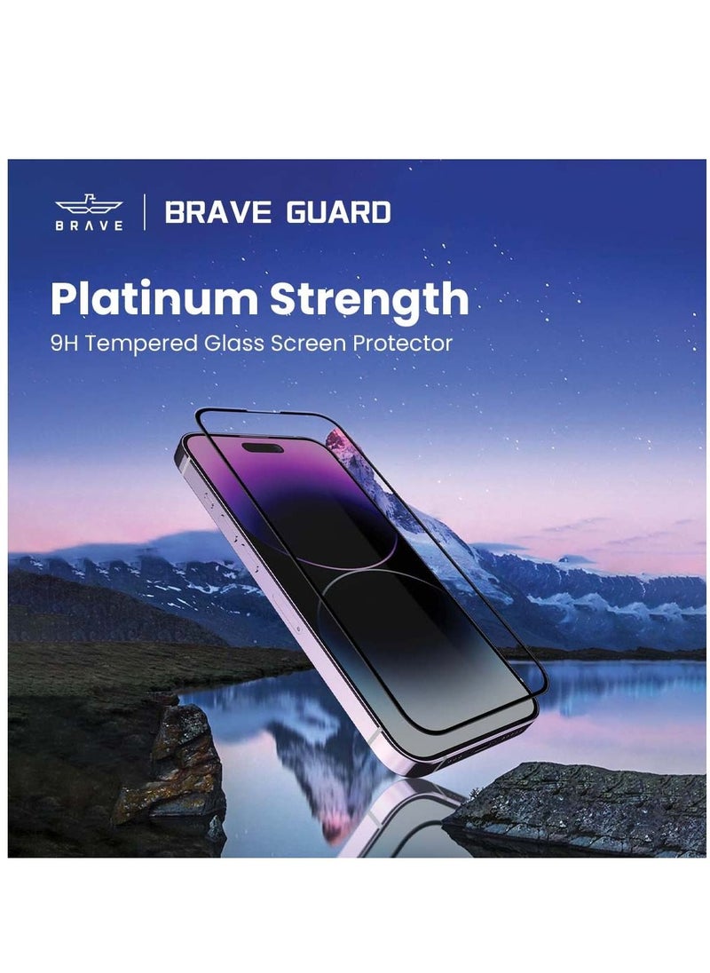 Brave - Premium 9H Tempered Glass Screen Protector for iPhone 14 Pro Max 6.7inch Unbreakable Edge to Edge Coverage Bubble Free, HD Clear, Anti-Scratch, Anti Crack, Easy Installation Including Easy Align Tray - Image 1