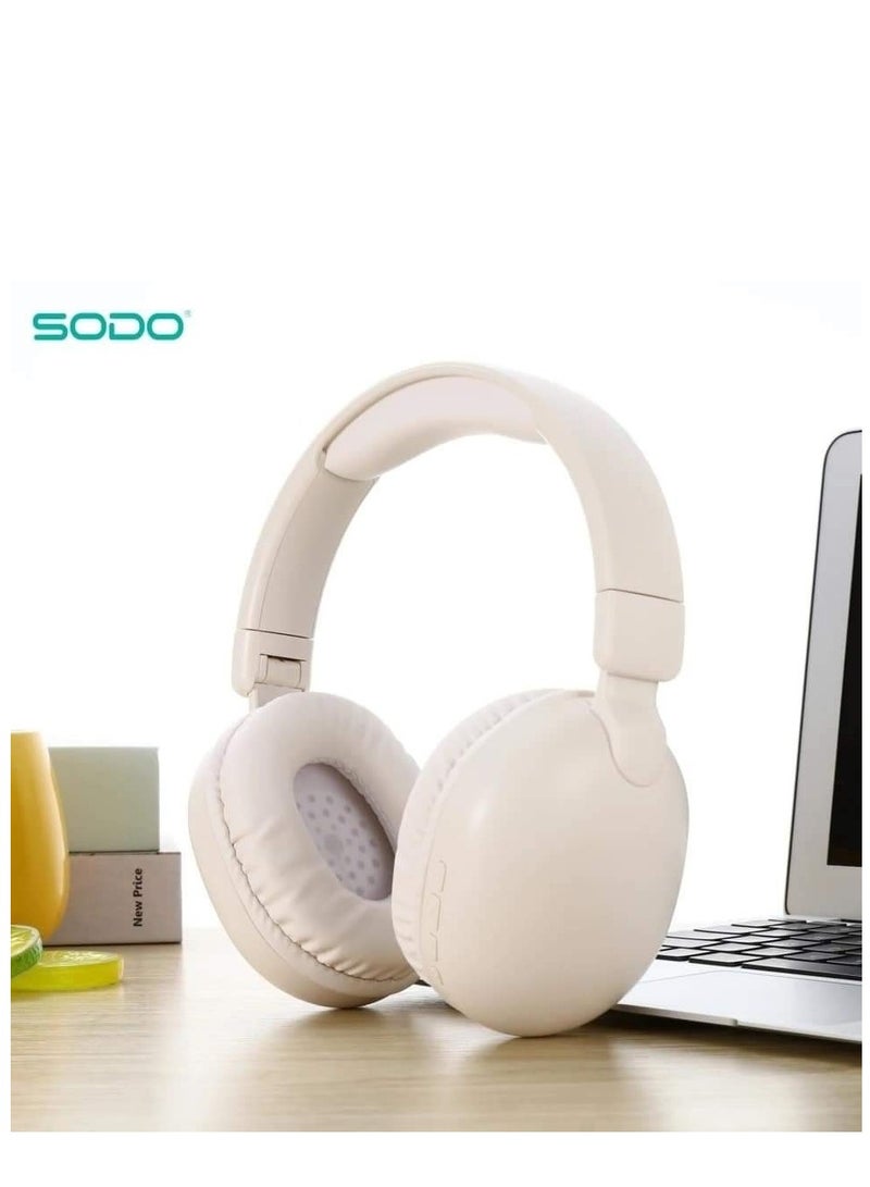 سودو سماعة رأس ستيريو لاسلكية SODO-SD1101، سماعة رأس قابلة للتعديل، عمر بطارية طويل، صوت ستيريو - مشمش فاتح - Image 2
