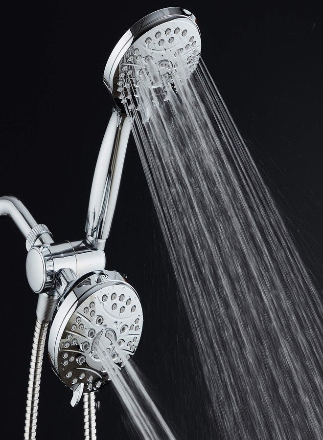 AquaSpa دش أكوا سبا عالي الضغط 48 وضعية فاخرة 3 في 1 - رأس دش مزدوج مطري ومحمول - خرطوم ستانلس ستيل بطول 6 أقدام - وجه كبير جداً - فوهات مضادة للانسداد - تشطيب كروم كامل - علامة تجارية أمريكية رائدة - Image 4