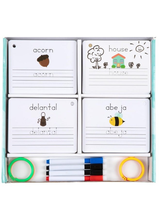 One - Dry Erase Spanish Flash Cards For Kids | English - Spanish Alphabet Flash Cards For Beginners - Set Of 200 Esl Teaching And Learning Bilingual Flash Cards For Writing And Reading Games. - Image 1