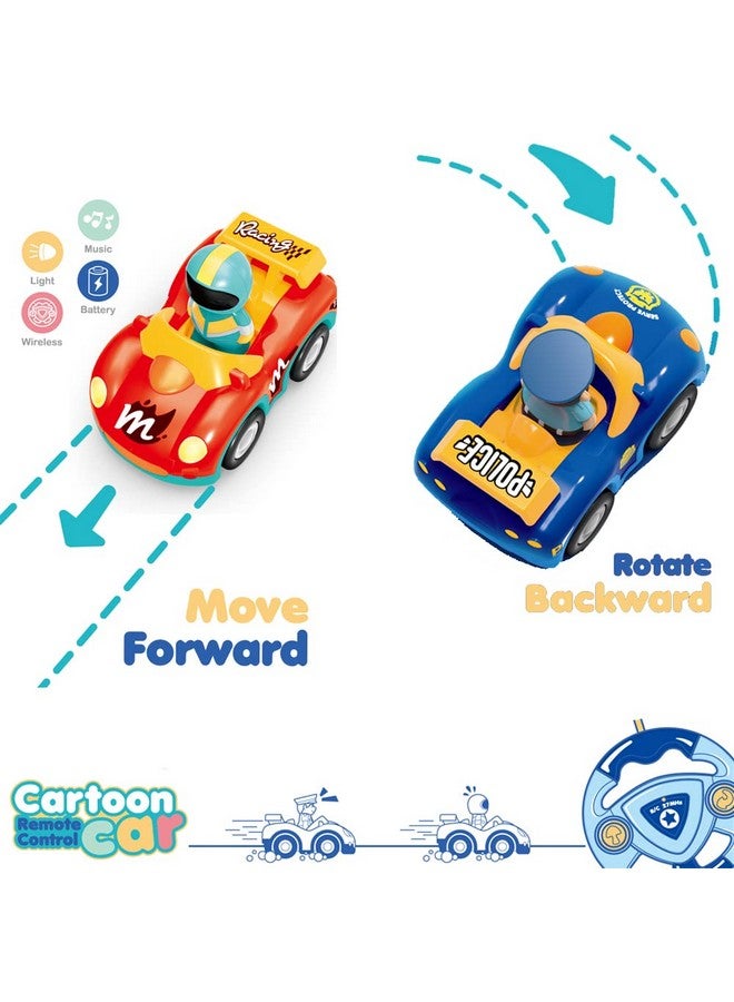 Haktoys Haktoys Toddler Remote Control Cars 2-Pack - RC Toy Vehicles for Kids Ages 2-5, Boys & Girls - Police & Race Car Set with Independent Controllers for Simultaneous Play - Image 5