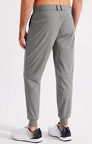 Libin Men's Slim Fit Golf Pants, 4-Way Stretch Quick Dry Athletic Joggers with Pockets, Work Dress Casual Yoga Pants, Grey M - Image 2
