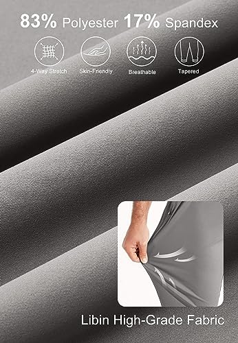 Libin Men's Slim Fit Golf Pants, 4-Way Stretch Quick Dry Athletic Joggers with Pockets, Work Dress Casual Yoga Pants, Grey M - Image 4
