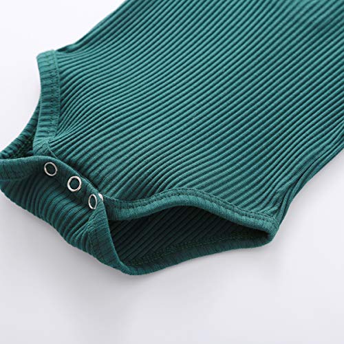 Bmnmsl, Newborn Baby Girl Boy Fall Clothes Outfits Long Sleeve Knitted Cotton Romper & Pants Infant Winter Sets, B-green, 6-12 Months - Image 5