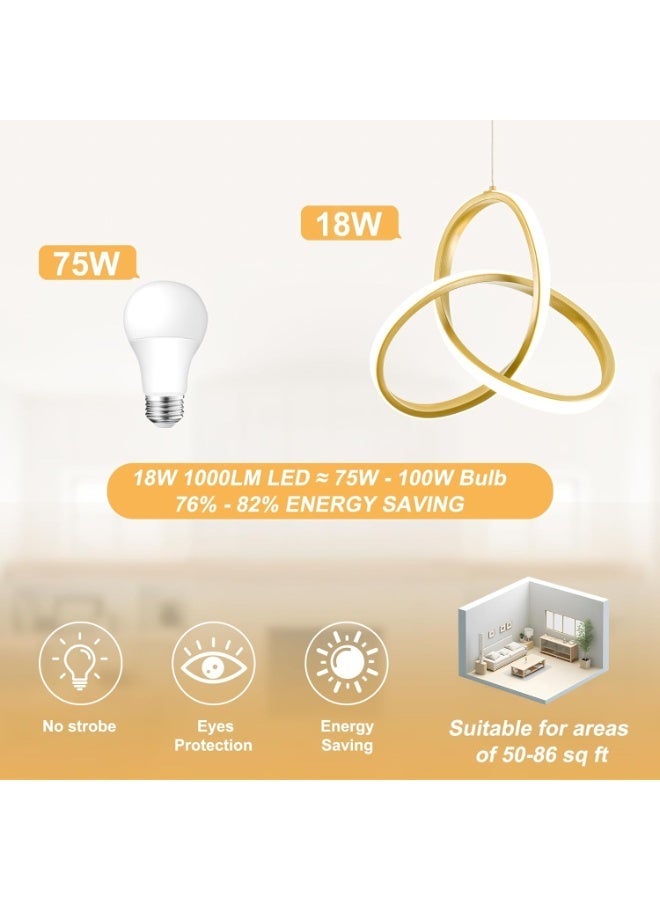 Bukela Spiral Kitchen Pendant Lighting, 4000K Modern LED Pendant Lighting, 18W Adjustable Height Island Light Fixture for Kitchen Bedroom Kitchen Island Cafe, 1 Pack (Gold) - Image 5