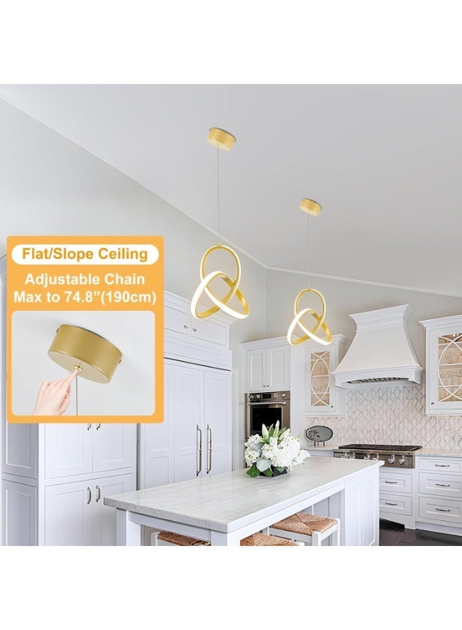 Bukela Spiral Kitchen Pendant Lighting, 4000K Modern LED Pendant Lighting, 18W Adjustable Height Island Light Fixture for Kitchen Bedroom Kitchen Island Cafe, 1 Pack (Gold) - Image 2