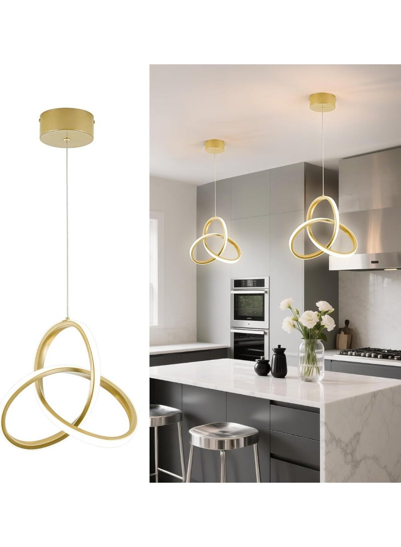Bukela Spiral Kitchen Pendant Lighting, 4000K Modern LED Pendant Lighting, 18W Adjustable Height Island Light Fixture for Kitchen Bedroom Kitchen Island Cafe, 1 Pack (Gold) - Image 1