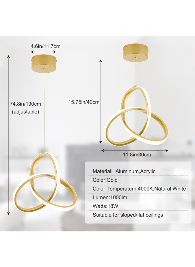 Bukela Spiral Kitchen Pendant Lighting, 4000K Modern LED Pendant Lighting, 18W Adjustable Height Island Light Fixture for Kitchen Bedroom Kitchen Island Cafe, 1 Pack (Gold) - Image 4