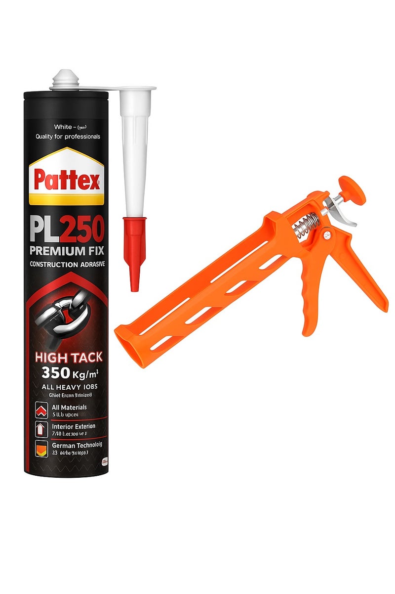 Pattex لاصق بناء فائق الجودة PL250 ولعبة سيليكون، لاصق تركيب احترافي قائم على البوليمر وسليكون متعدد الاستخدامات (أبيض) - Image 1