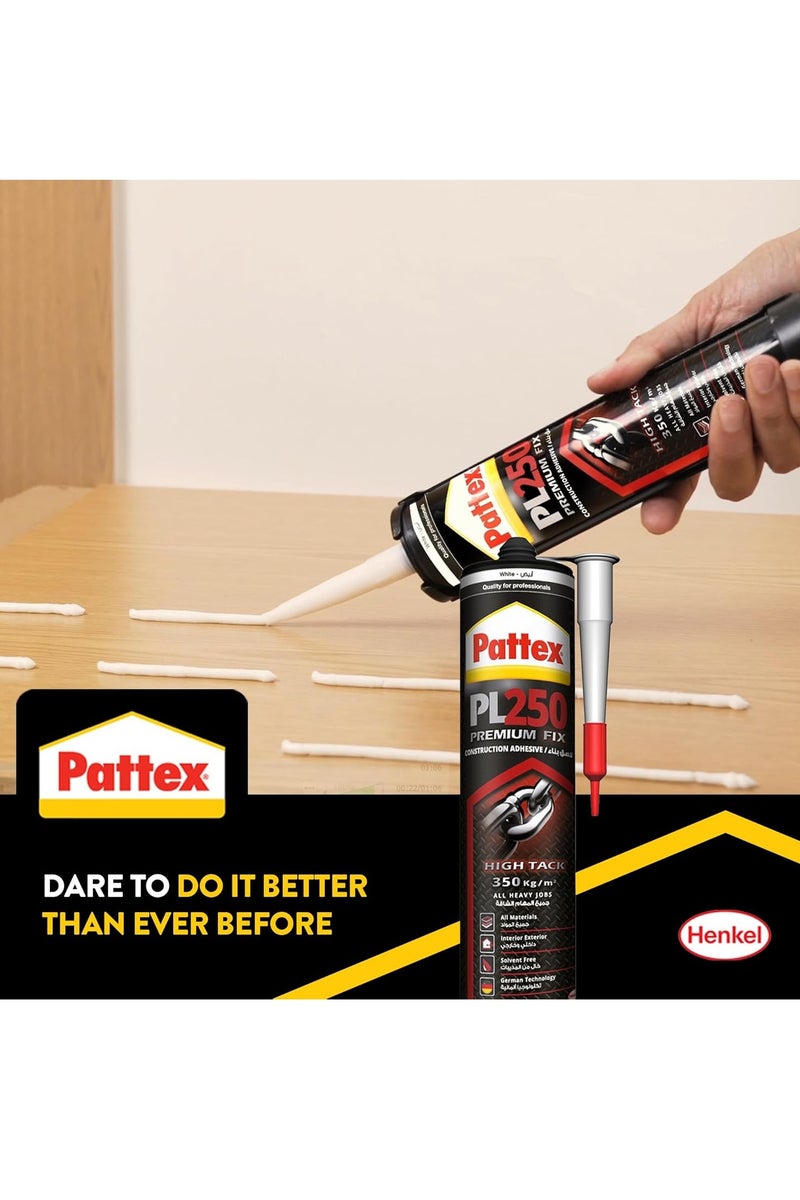 Pattex لاصق بناء فائق الجودة PL250 ولعبة سيليكون، لاصق تركيب احترافي قائم على البوليمر وسليكون متعدد الاستخدامات (أبيض) - Image 5