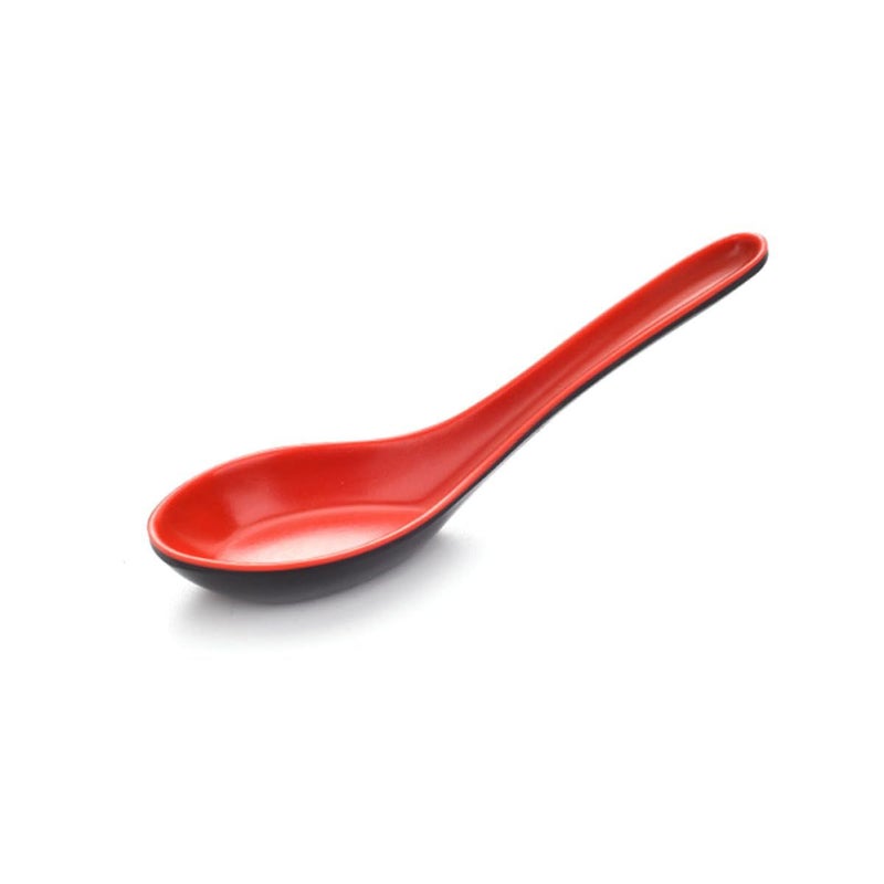 10 Pcs Melamine Soup Spoons With Long Handle Black Red Plastic Cutlery Set For Home Restaurant Use - Image 5