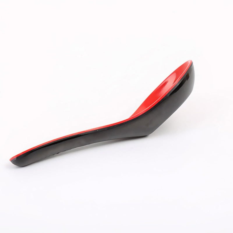 10 Pcs Melamine Soup Spoons With Long Handle Black Red Plastic Cutlery Set For Home Restaurant Use - Image 3