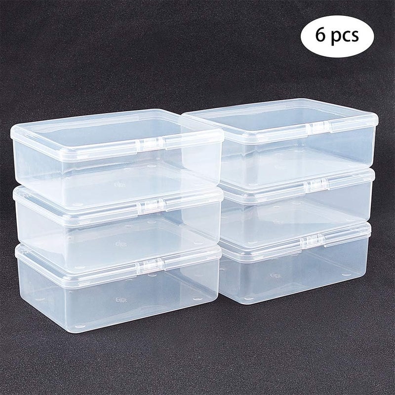 BENECREAT Pack of 6 Rectangular Plastic Bead Storage Containers 14.5x11x4.8cm Transparent Plastic Box with Flip Lids for Business Card - Image 3