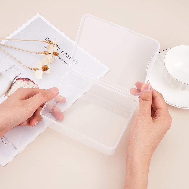 BENECREAT Pack of 6 Rectangular Plastic Bead Storage Containers 14.5x11x4.8cm Transparent Plastic Box with Flip Lids for Business Card - Image 4