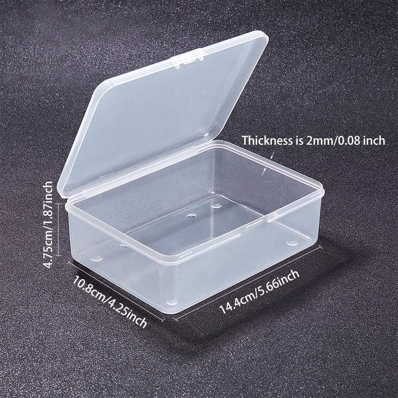 BENECREAT Pack of 6 Rectangular Plastic Bead Storage Containers 14.5x11x4.8cm Transparent Plastic Box with Flip Lids for Business Card - Image 2