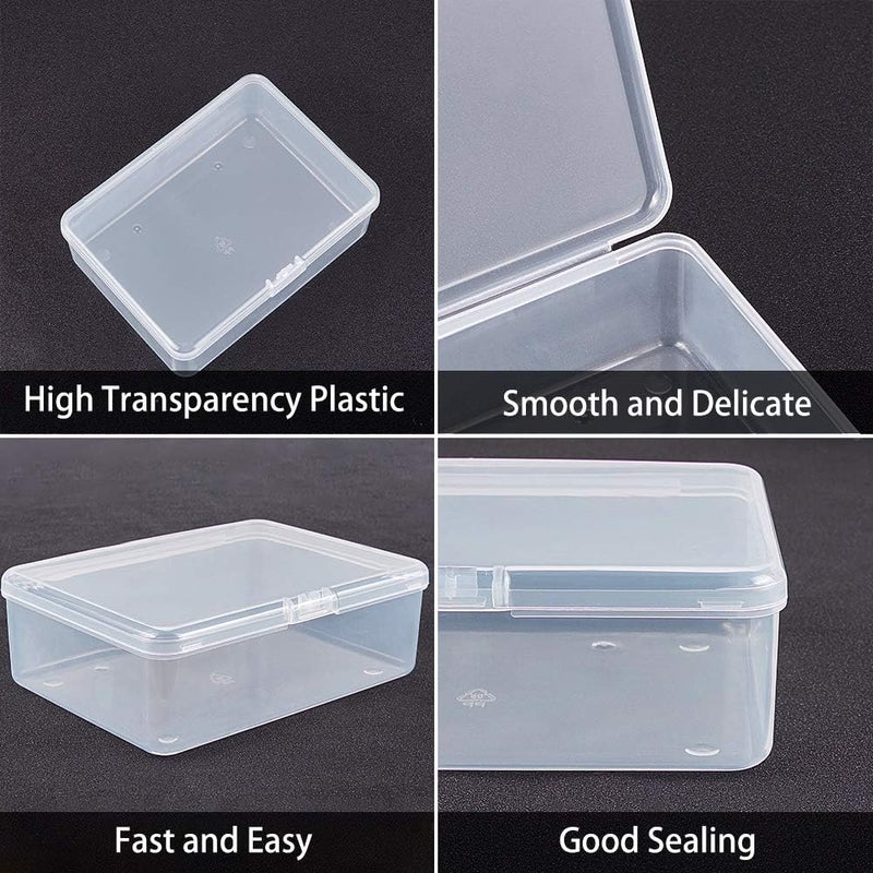 BENECREAT Pack of 6 Rectangular Plastic Bead Storage Containers 14.5x11x4.8cm Transparent Plastic Box with Flip Lids for Business Card - Image 5