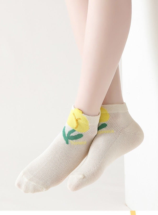 Socks 5 pairs Of Girls Socks, Cotton Children's Princess Mesh Socks, Breathable Little Girl Thin Short Socks, Suitable For 3-5 Years Old  - Image 5
