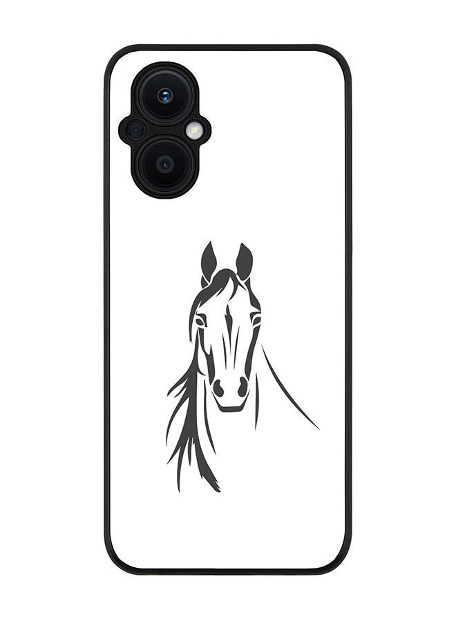 Stylizedd Rugged Black edge case for Oppo Reno7 Z  Slim fit Soft Case Flexible Rubber Edges Anti Drop TPU Gel Thin Cover - Arabian Stallion - Image 1