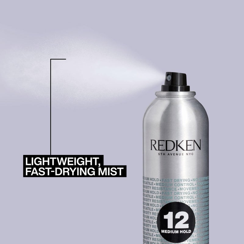 Redken Brushable Hairspray 12 | For All Hair Types | Protects Against Frizz & Humidity | 10.4 Oz - Image 3