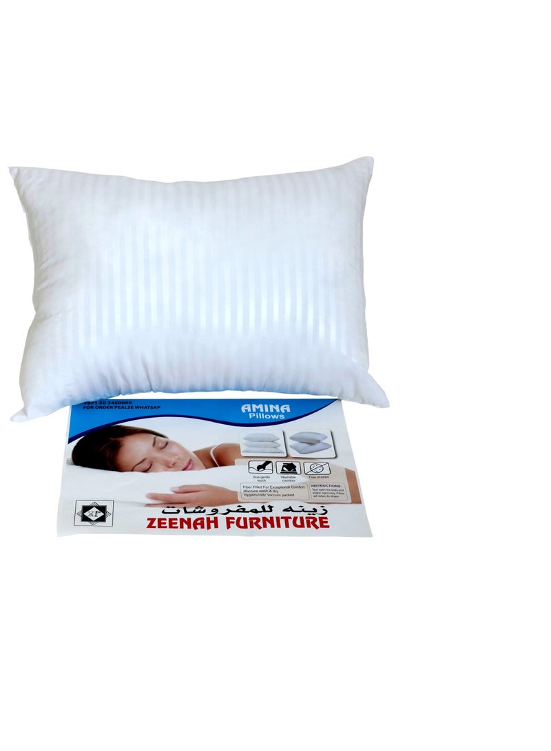 Zeenah Furniture Plain White Pillow Filled With 1000Gm Of Microfiber  50X75cm - Image 1