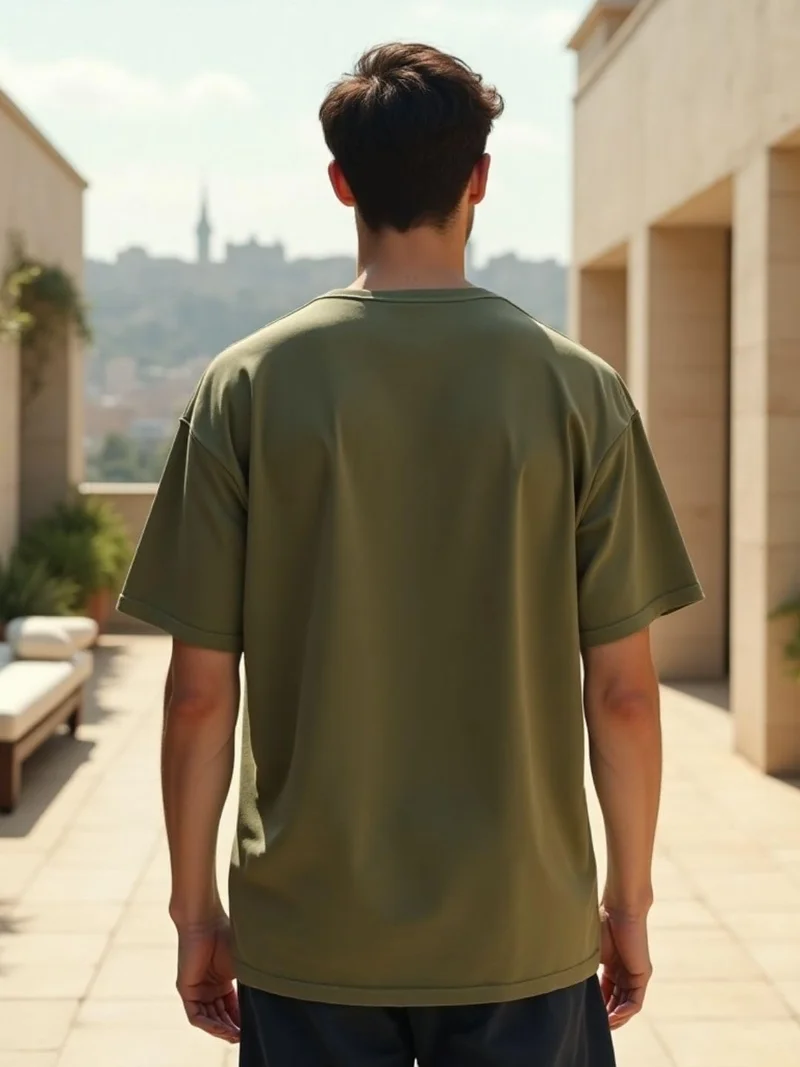 NOBERO  Men's Olive Green Oversized Cotton T-Shirt for Men | Best Price UAE