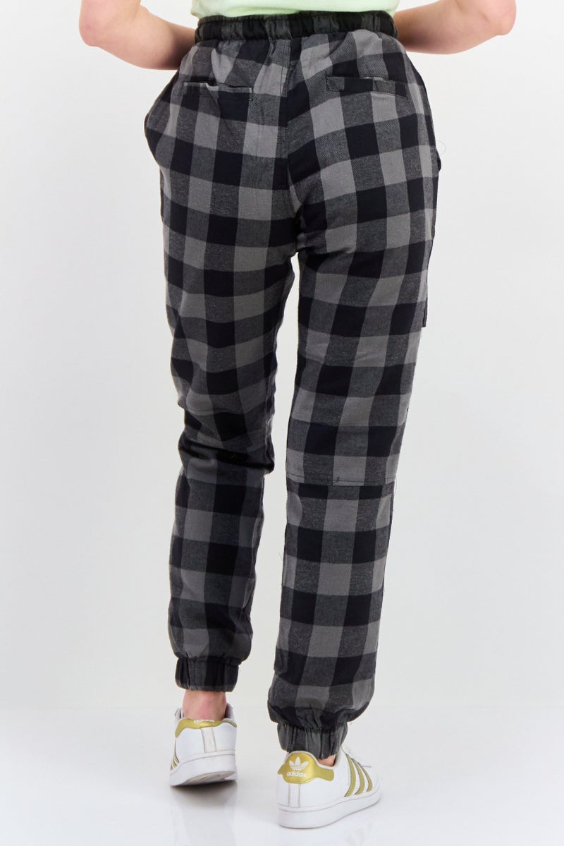 Bolongaro Trevor Women Drawstring Checkered Cargo Pants, Black  - Image 3