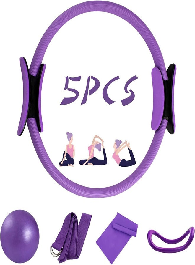 Generic 5 Pcs Pilates Ring Set Yoga Fitness Magic Circle Pilates Equipment for Home Workouts Fitness kit  - Image 1