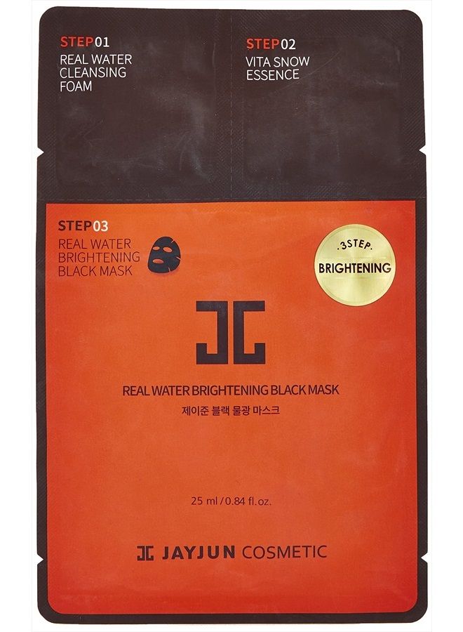 JAYJUN JJ قناع جايجون الأسود المضيء بالماء الحقيقي، عبوة من 10 أوراق، 25 مل، 0.84 أونصة سائلة، مضيء، مرطب، قناع ورقي، 3 خطوات - Image 1