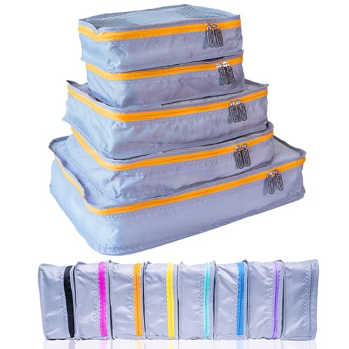 MUMI Packing Cubes – 5-Piece Compression Packing Cubes for Travel, Luggage Organizers for Suitcases, Carry-On Bags, Backpacks, and Duffel Bags – Space-Saving Travel Essentials - Orange - Image 1