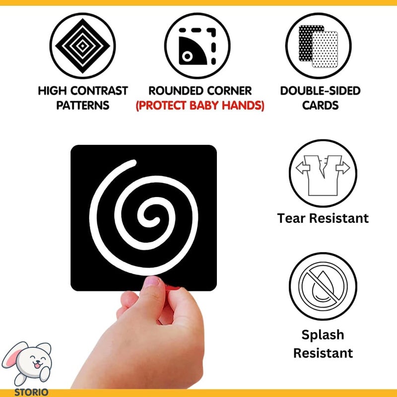 Storio High Contrast Flash Cards for Babies & Infants | Newborn Visual Stimulation & Sensory Development Language_Skills for 0 to 12 Months Kids, 48 Pictures | Best Gift |Travel Friendly - Image 4