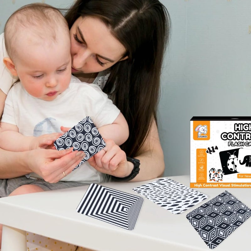 Storio High Contrast Flash Cards for Babies & Infants | Newborn Visual Stimulation & Sensory Development Language_Skills for 0 to 12 Months Kids, 48 Pictures | Best Gift |Travel Friendly - Image 2