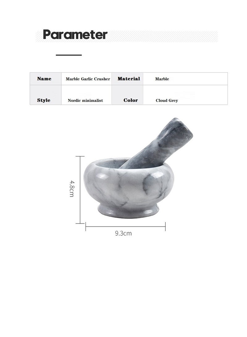 SISGL طقم هاون ومدقة من الرخام، مطحنة توابل يدوية، مجموعة صغيرة لسحق الثوم، وعاء للمطبخ باللون الرمادي - Image 2