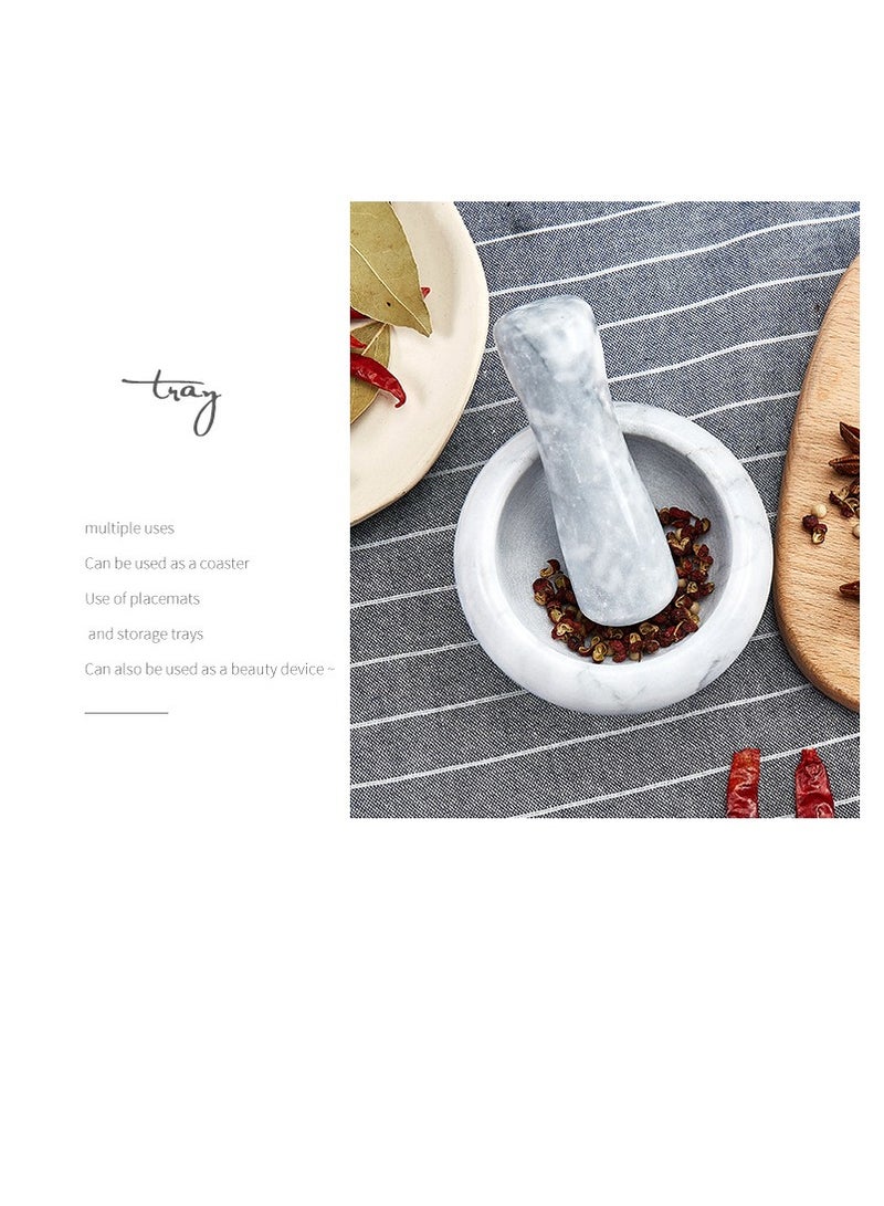 SISGL طقم هاون ومدقة من الرخام، مطحنة توابل يدوية، مجموعة صغيرة لسحق الثوم، وعاء للمطبخ باللون الرمادي - Image 4