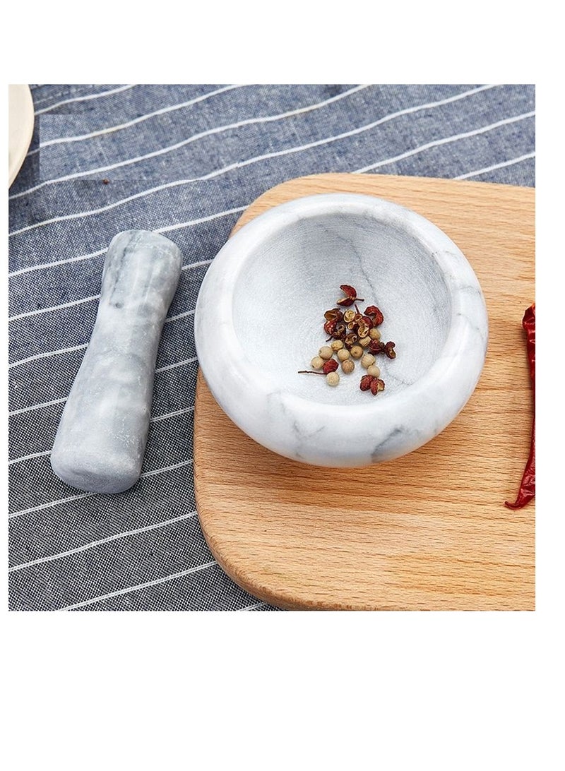 SISGL طقم هاون ومدقة من الرخام، مطحنة توابل يدوية، مجموعة صغيرة لسحق الثوم، وعاء للمطبخ باللون الرمادي - Image 3