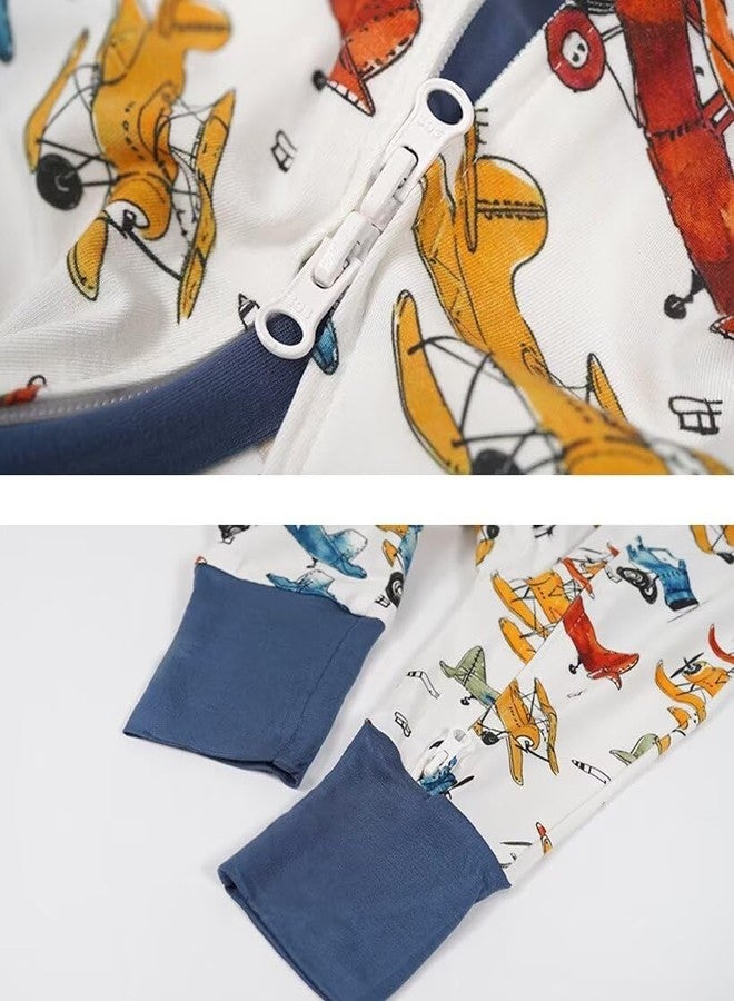 Teach Leanbh Baby Boys Girls 2 Pack Bamboo Viscose Pajamas 2 Way Zipper Sleeveless Footless Romper Jumpsuit Sleep and Play (Yellow Dinosaur, 12-18 Months) - Image 3