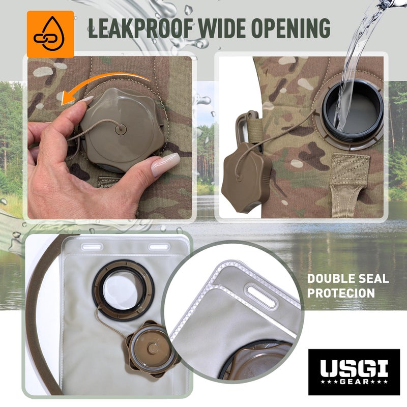 USGI GEAR Multicam MOLLE Hydration Carrier â€“ with 3L TPU Bladder â€“ Tactical Military Backpack for Hiking, Biking, Camping, and Outdoor Use (with Bladder) - Image 5