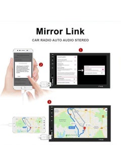 ماركة غير محددة مشغل فيديو للسيارة بشاشة لمس كاملة مقاس 7 بوصات مع شاشة عالية الدقة، مشغل LCD للسيارة بدقة FullHD مع وصلة مرآة Android ومدخل كاميرا خلفية  - Image 4