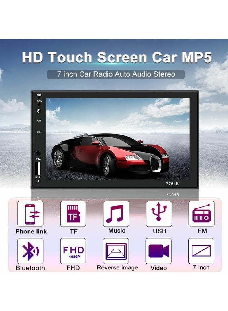 مشغل فيديو للسيارة بشاشة لمس كاملة مقاس 7 بوصات مع شاشة عالية الدقة، مشغل LCD للسيارة بدقة FullHD مع وصلة مرآة Android ومدخل كاميرا خلفية - Image 3