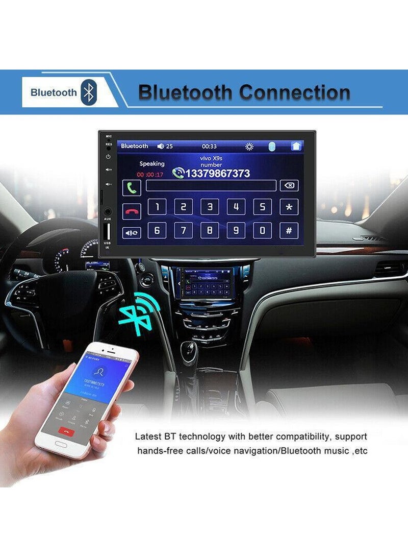 مشغل فيديو للسيارة بشاشة لمس كاملة مقاس 7 بوصات مع شاشة عالية الدقة، مشغل LCD للسيارة بدقة FullHD مع وصلة مرآة Android ومدخل كاميرا خلفية - Image 4