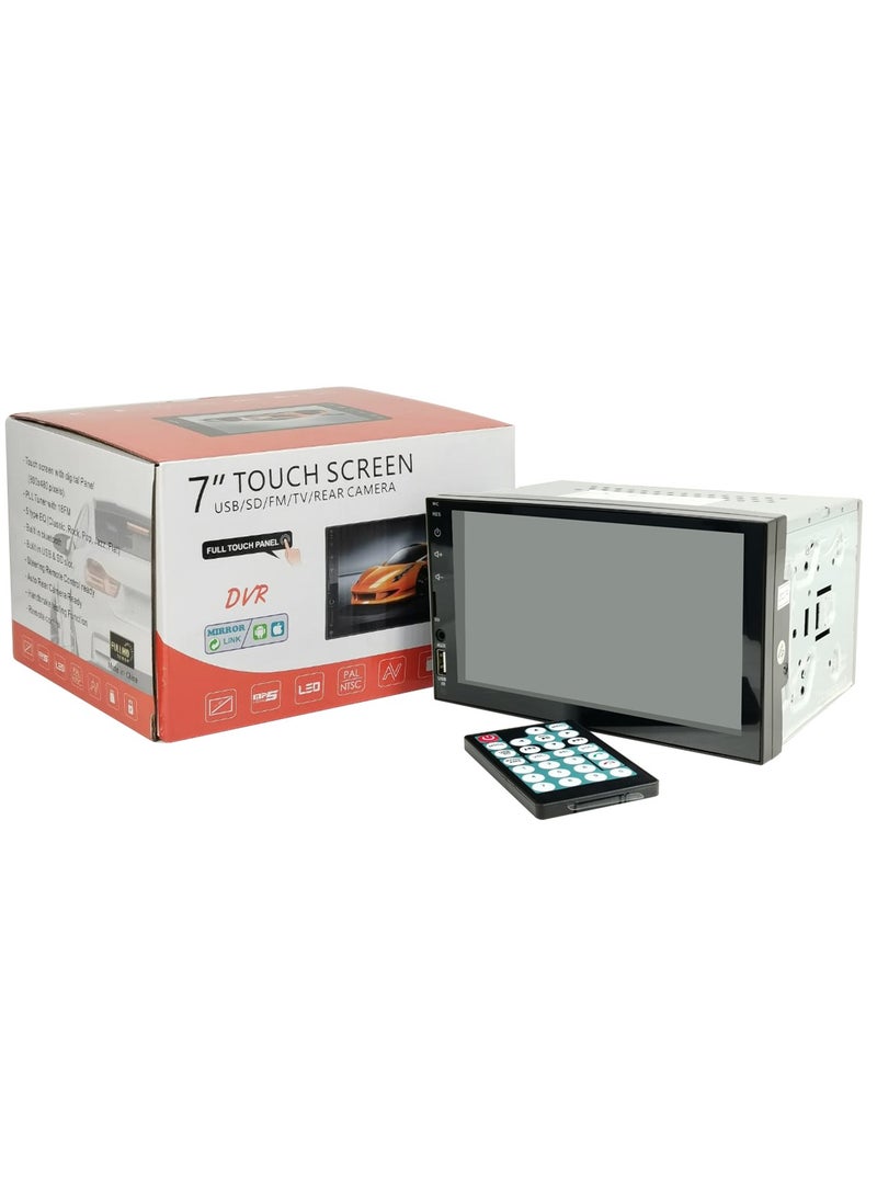 مشغل فيديو للسيارة بشاشة لمس كاملة مقاس 7 بوصات مع شاشة عالية الدقة، مشغل LCD للسيارة بدقة FullHD مع وصلة مرآة Android ومدخل كاميرا خلفية - Image 1