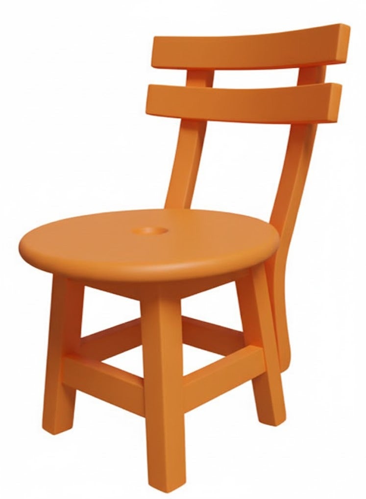 A small wooden chair with a backrest suitable for the and children Durable and made of natural wood the seat height is 30 cm- orange color