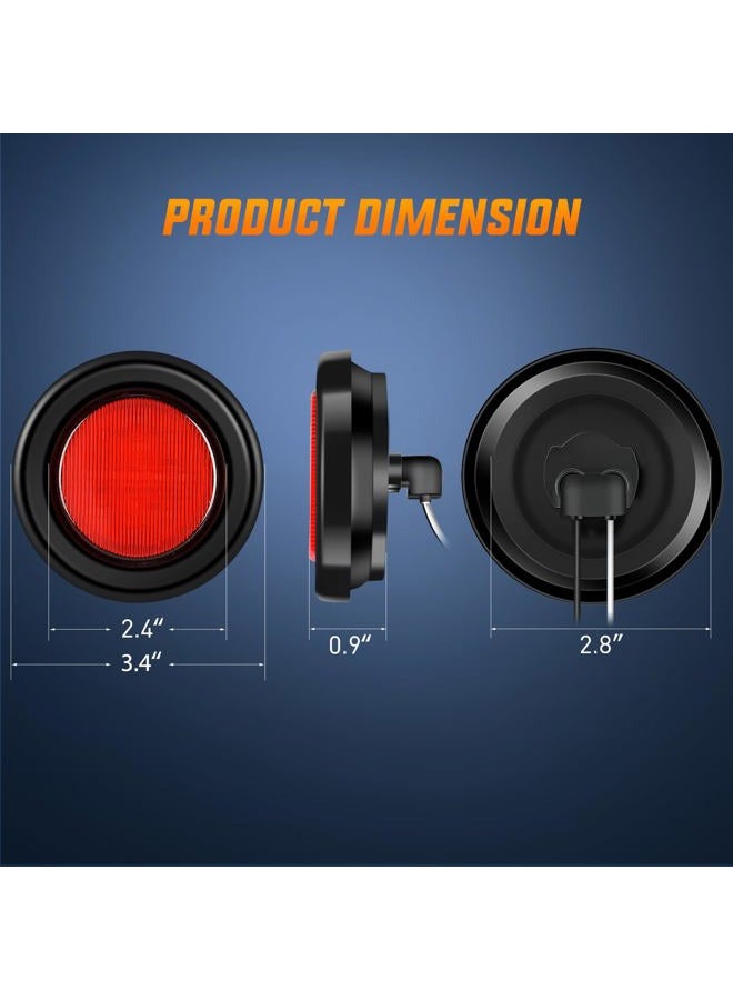 Nilight 2.5Inch Round Marker Light 4PCS Amber 13LED Marker Clearance Light Flush Mount With Plug Grommet Pigtail Hardwired DOT Compliant For 12V Truck Trailer Tractor Buses Vans Boat, 2 Years Warranty - Image 2