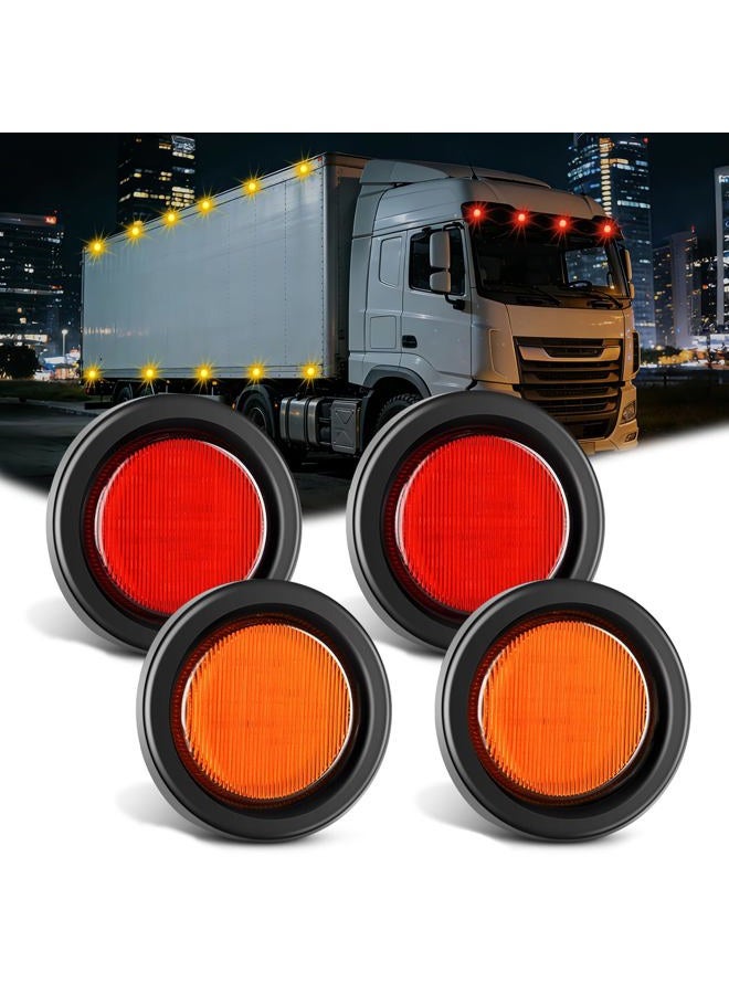 Nilight 2.5Inch Round Marker Light 4PCS Amber 13LED Marker Clearance Light Flush Mount With Plug Grommet Pigtail Hardwired DOT Compliant For 12V Truck Trailer Tractor Buses Vans Boat, 2 Years Warranty - Image 1