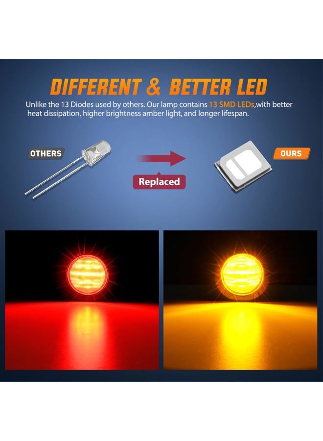 Nilight 2.5Inch Round Marker Light 4PCS Amber 13LED Marker Clearance Light Flush Mount With Plug Grommet Pigtail Hardwired DOT Compliant For 12V Truck Trailer Tractor Buses Vans Boat, 2 Years Warranty - Image 3