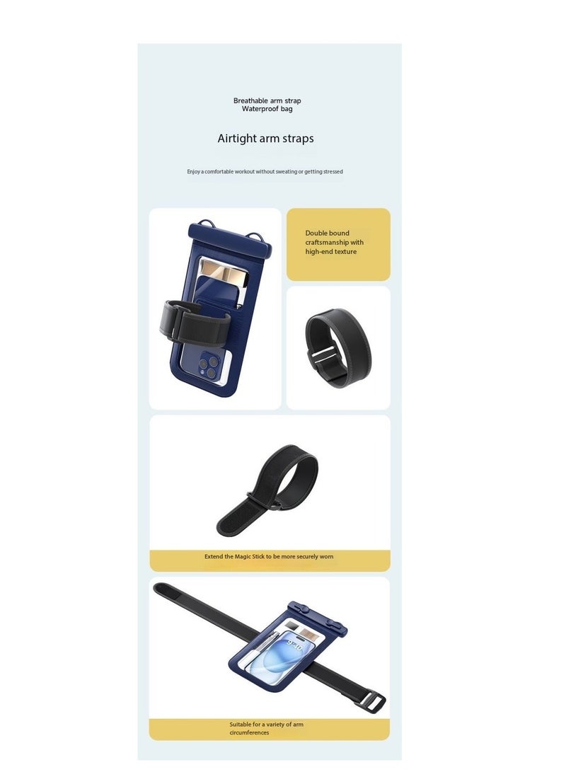Generic 2-Pack PVC Waterproof Phone Pouch with Double Hook Lanyard & Arm Strap, IPX8 Certified Universal Dry Bag for Phones up to 7.2'' - Touch-Sensitive Underwater Case with Adjustable Straps, Leak-Proof & Shockproof for Swimming/Diving/Beach/Water Sports（D012-2,White） - Image 3